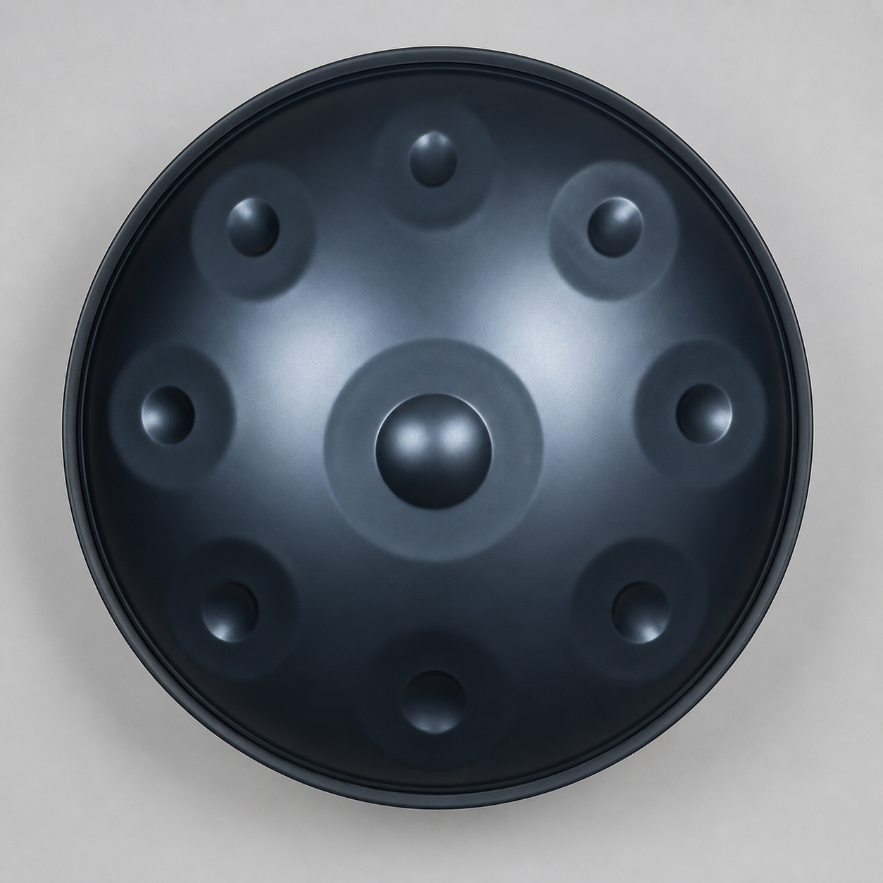Handpan CELESTIA Eclipse graphite bleu — vue du dessus originale