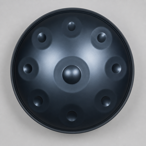 Handpan CELESTIA Eclipse graphite bleu — vue du dessus originale