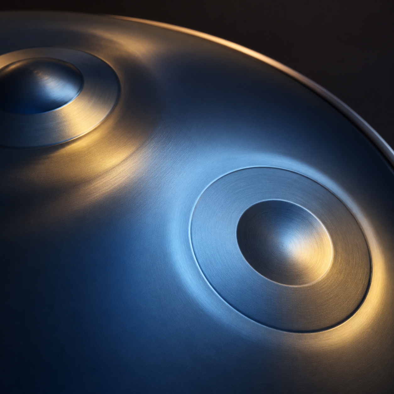 Handpan ELYSIUM bleu — détail original de la surface