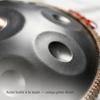 Acier traité à la main du Handpan Chryléo — Ré mineur (D Kurd) — conçu pour durer