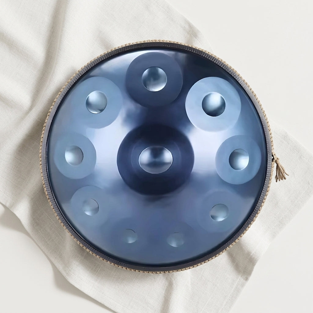 Handpan Évasion Astrale — Ré mineur (D Kurd) vu de dessus — disposition des notes