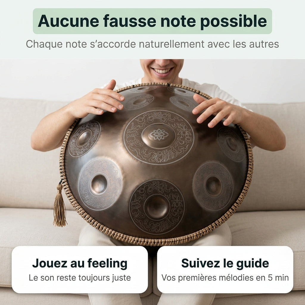 Handpan Lumora — Ré mineur (D Kurd) — aucune fausse note possible, chaque note s'accorde
