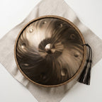 Handpan Mandala — Ré mineur (D Kurd) vu de dessus — disposition des notes