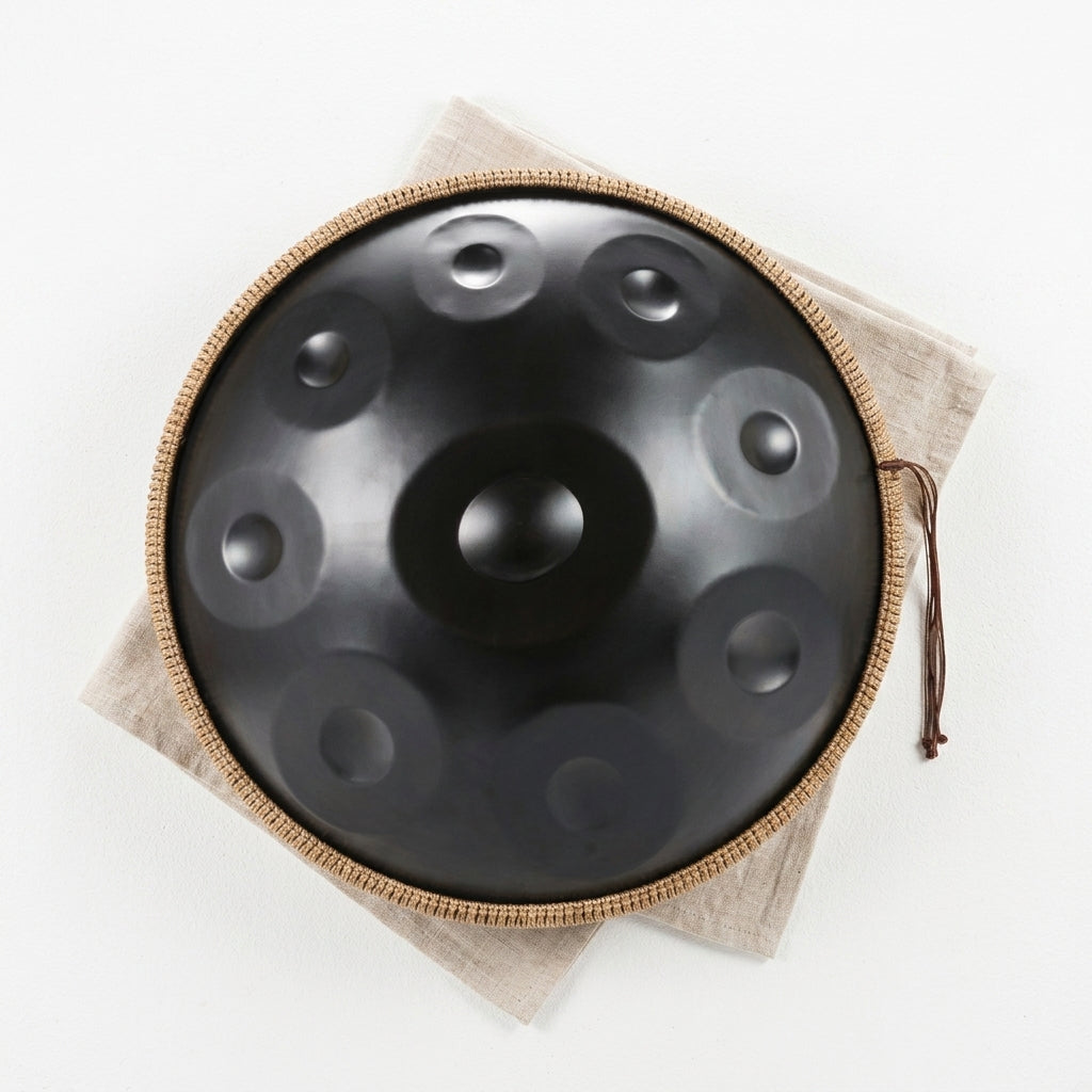Handpan Vagues Célestes — Ré mineur (D Kurd) vu de dessus — disposition des notes