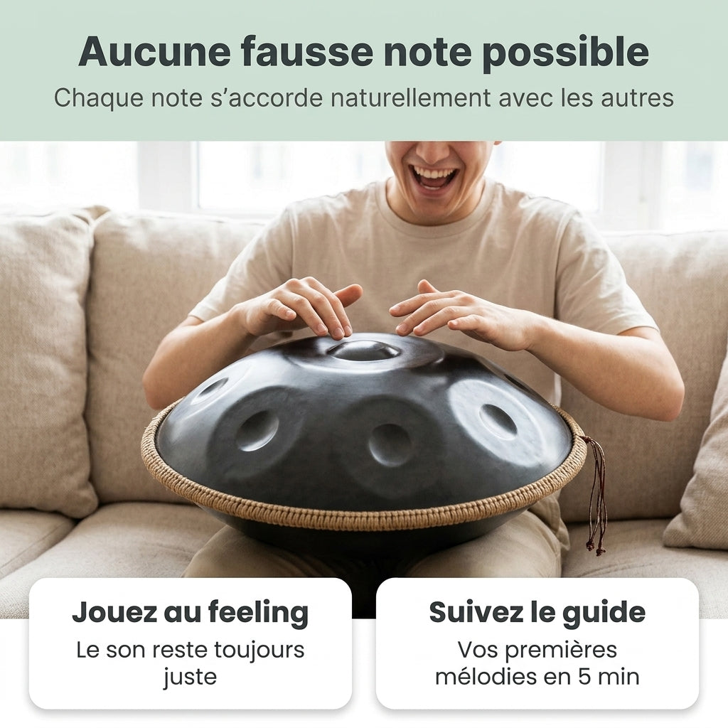 Handpan Vagues Célestes — Ré mineur (D Kurd) — aucune fausse note possible, chaque note s'accorde
