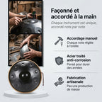 Handpan Vagues Célestes — Ré mineur (D Kurd) façonné et accordé à la main par nos artisans