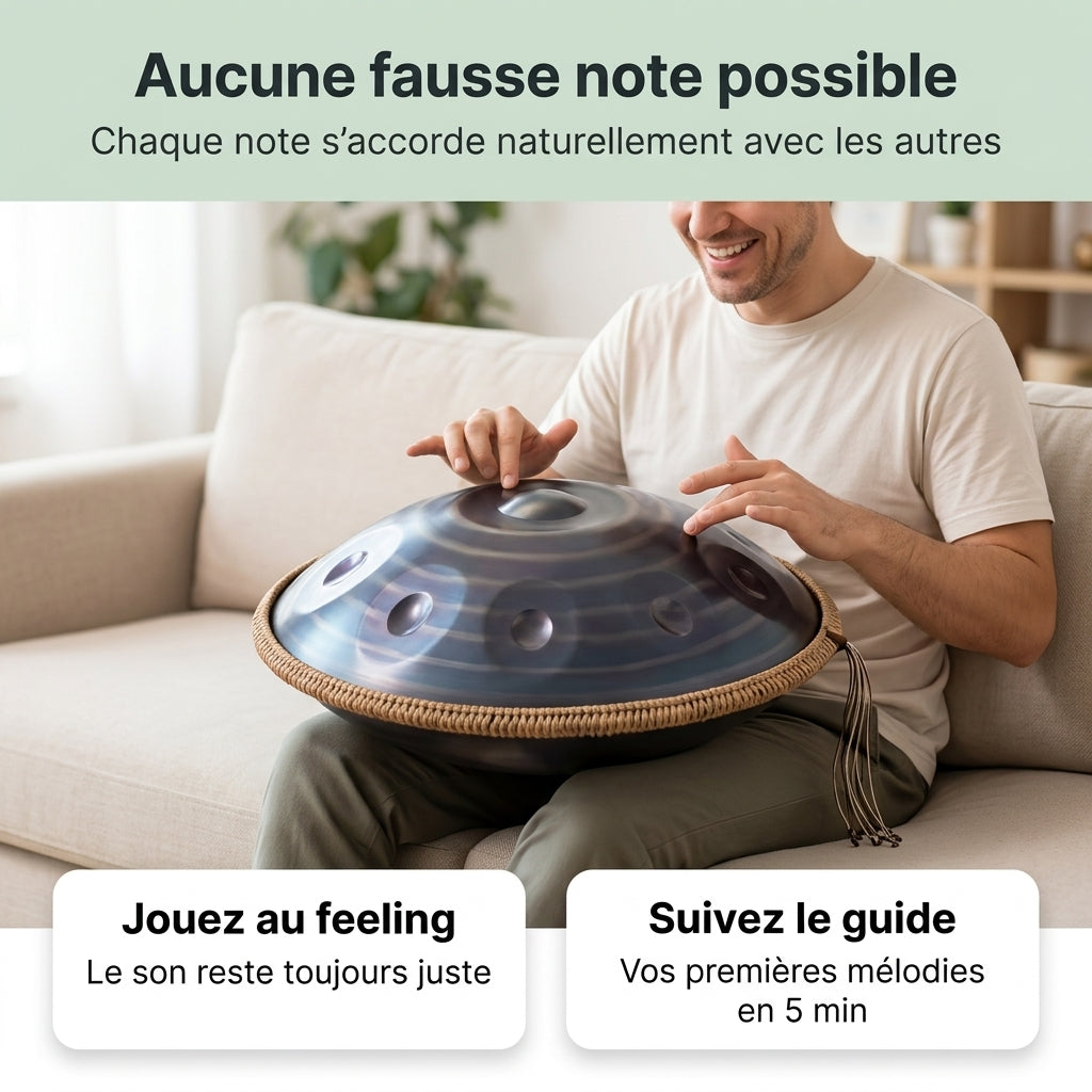 Handpan Voyage Intérieur — Ré mineur (D Kurd) — aucune fausse note possible, chaque note s'accorde