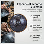 Handpan Voyage Intérieur — Ré mineur (D Kurd) façonné et accordé à la main par nos artisans