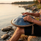 Handpan Voyage Intérieur — Ré mineur (D Kurd) joué au coucher du soleil au bord de l'eau