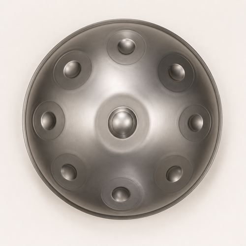 Handpan MANDALA argent — vue du dessus originale