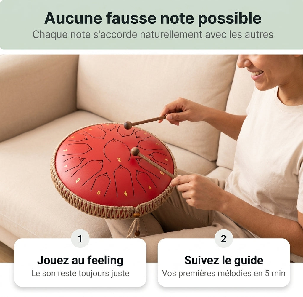 Tongue Drum Atlas Mélodie — aucune fausse note possible, chaque note s'accorde