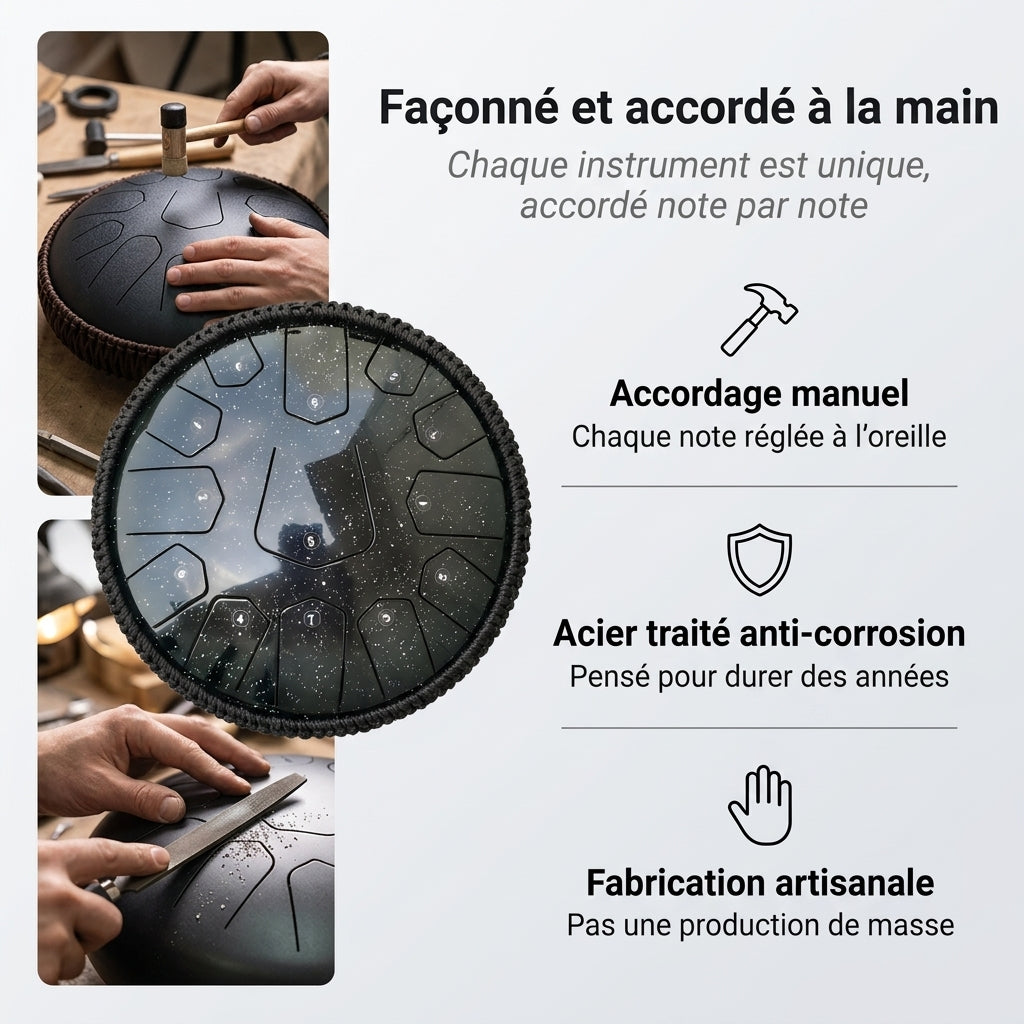 Tongue Drum Ciel Étoilé façonné et accordé à la main par nos artisans