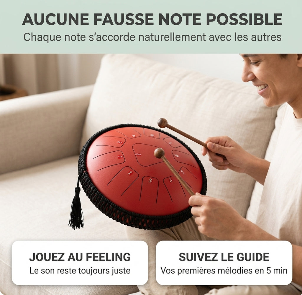 Tongue Drum Éclat Nomade — aucune fausse note possible, chaque note s'accorde