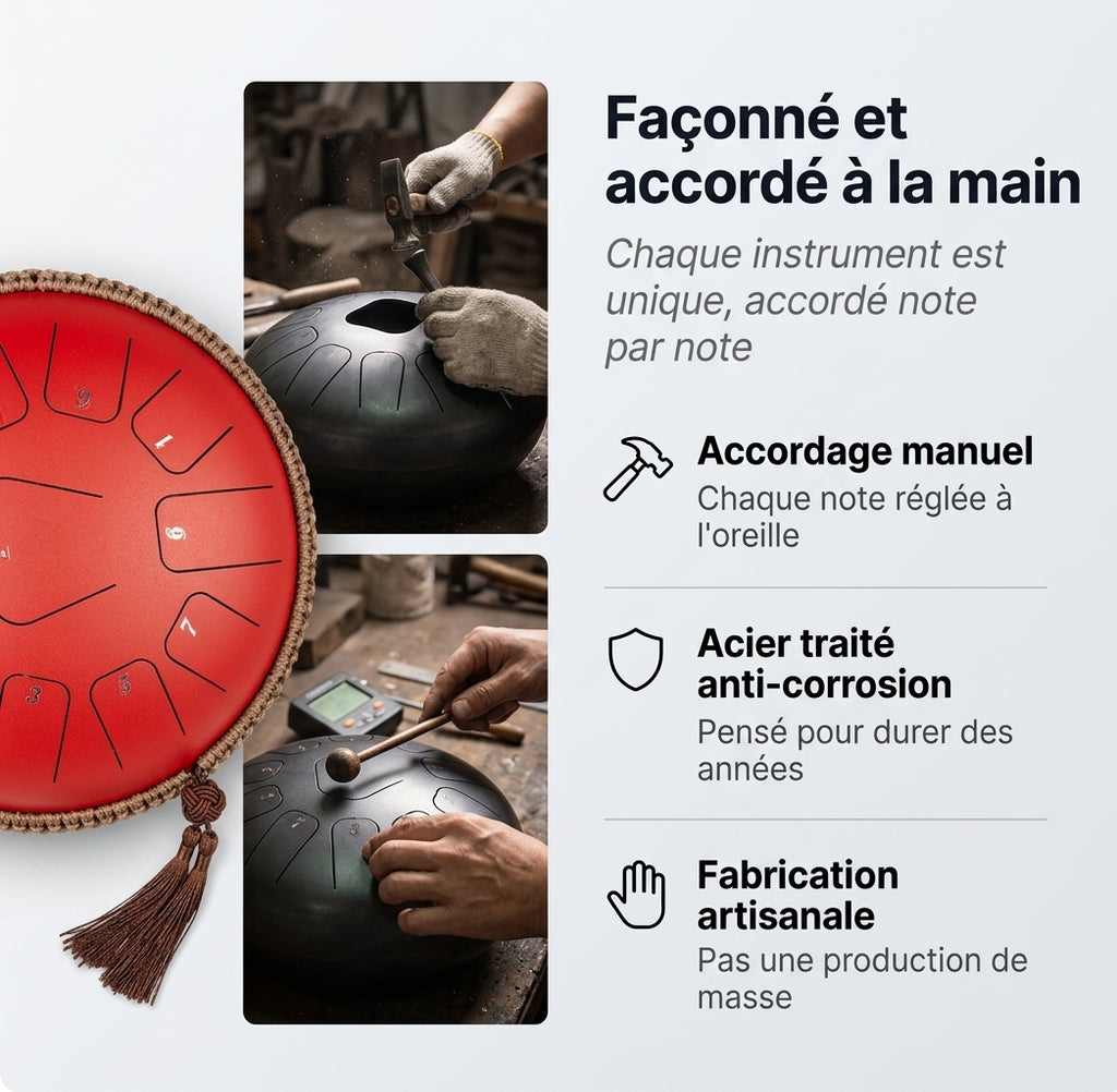 Tongue Drum Éclat Nomade façonné et accordé à la main par nos artisans