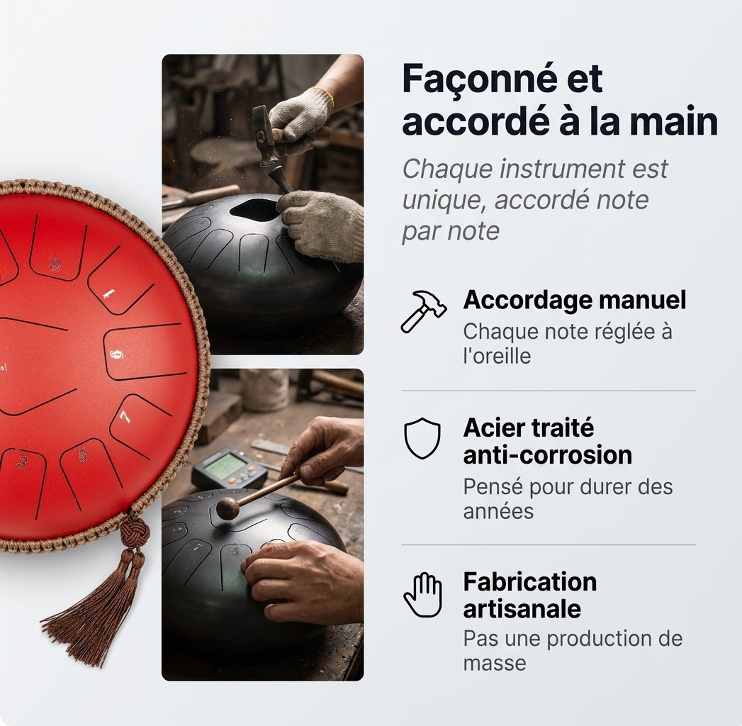 Tongue Drum Éclat Nomade façonné et accordé à la main par nos artisans