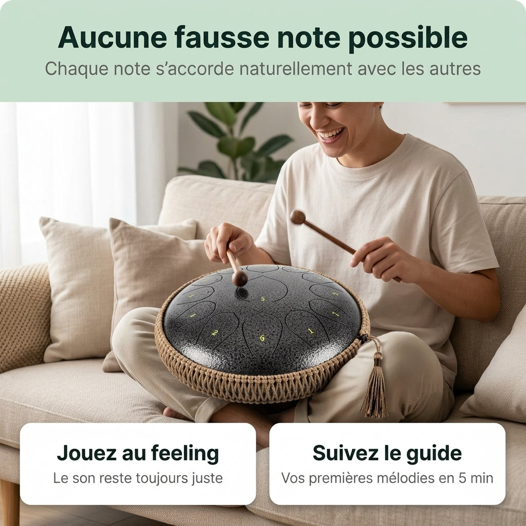 Tongue Drum Horizon Infini — aucune fausse note possible, chaque note s'accorde