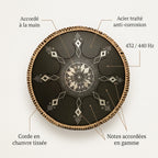 Tongue Drum Lunar — accordé à la main, acier traité, 432/440 Hz