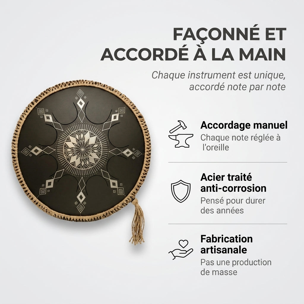 Tongue Drum Lunar façonné et accordé à la main par nos artisans