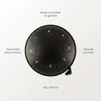 Tongue Drum Océan Serein — accordé à la main, acier traité, 432/440 Hz