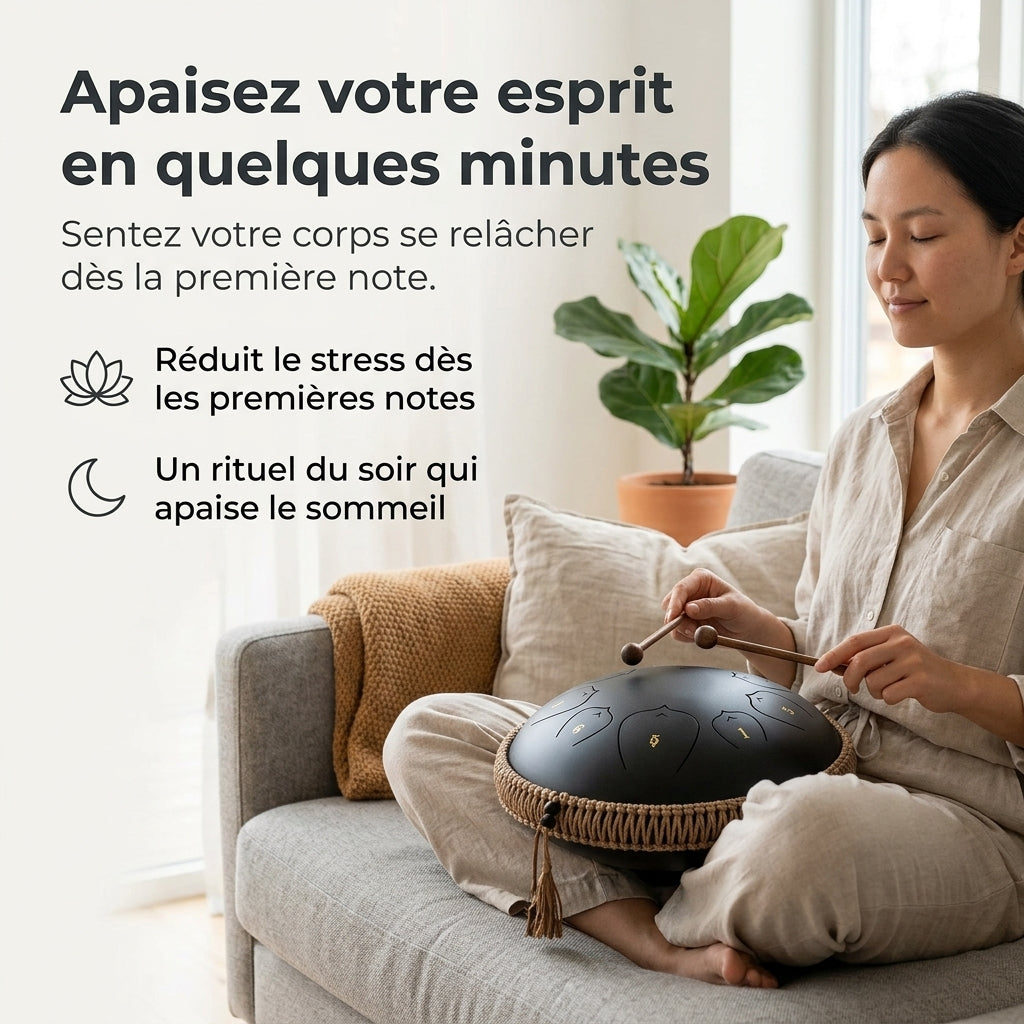 Tongue Drum Océan Serein en méditation — apaise l'esprit en quelques minutes
