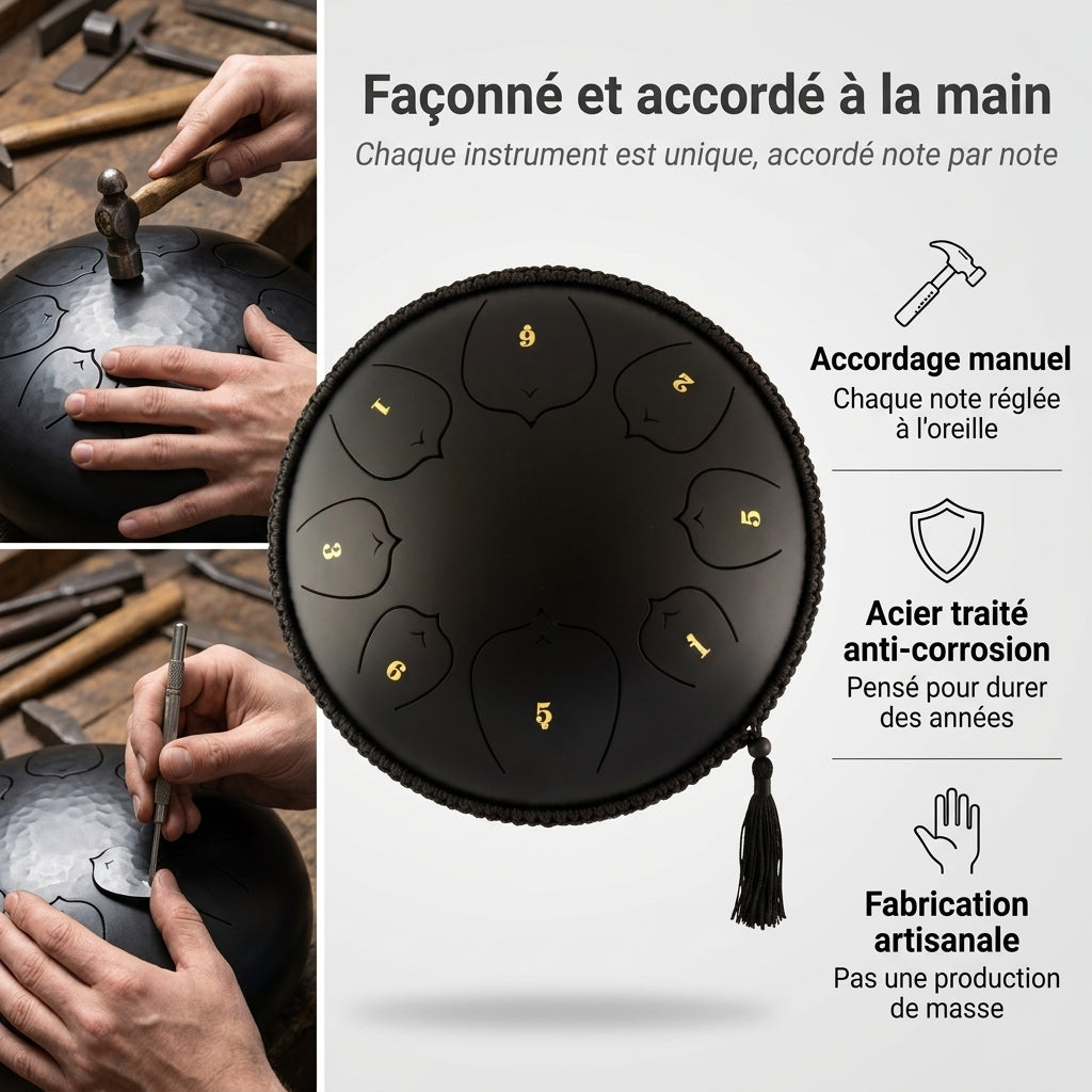 Tongue Drum Océan Serein façonné et accordé à la main par nos artisans