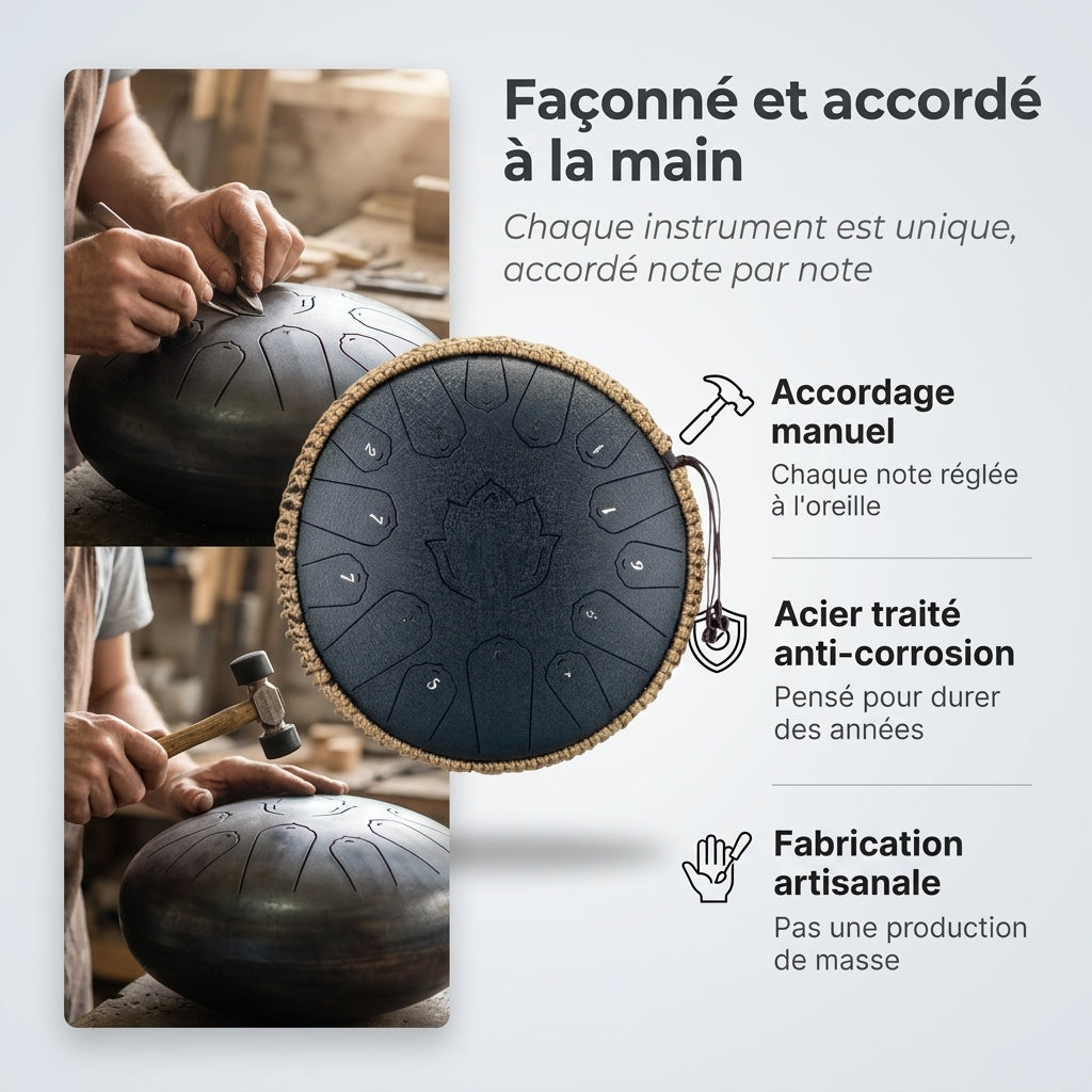 Tongue Drum Rêve Éthéré façonné et accordé à la main par nos artisans