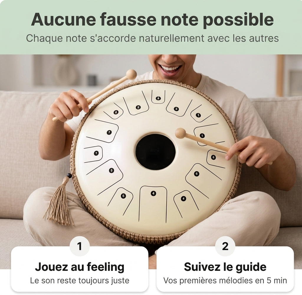 Tongue Drum Zenara — aucune fausse note possible, chaque note s'accorde
